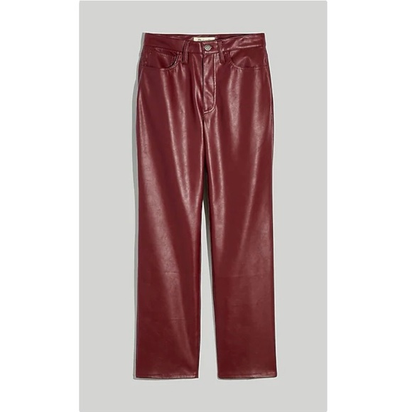 New Madewell The Plus Perfect Vintage Straight Jean Faux Leather in Cabernet 27 - Picture 12 of 14